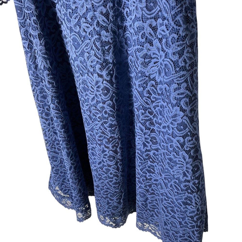 Kiyonna Luna Lace Dress Knee-Length 3/4-Sleeve Cocktail Navy Blue Size 10 12 - Picture 7 of 8